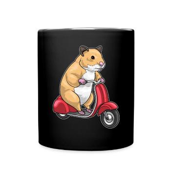 Hamster Motorroller - Tasse einfarbig - Schwarz - Vorne