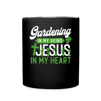 Plant Lover Gardening Jesus Faith - Full Colour Mug - black - Front