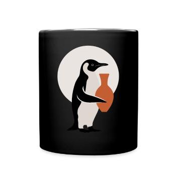 Penguin with Ceramic Vase Artistic Pottery - Full Colour Mug - black - Front