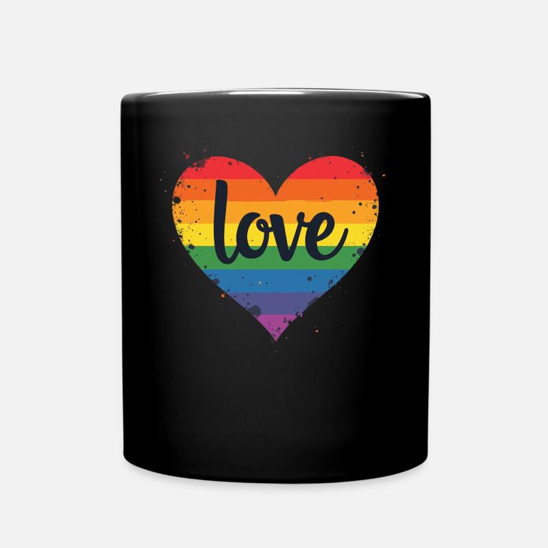 Pride Love Herz LGBTQ Regenbogen Herz Pride Gay - Tasse einfarbig - Schwarz