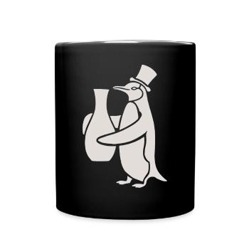 Penguin with Hat and Ceramic Vase Masterpiece - Full Colour Mug - black - Front
