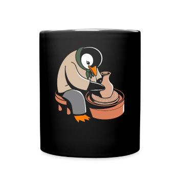 Pinguin Töpferei Kunsthandwerk Leidenschaft - Tasse einfarbig - Schwarz - Vorne