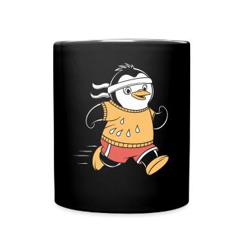Sportlicher Pinguin Läufer Illustration - Tasse einfarbig - Schwarz - Vorne