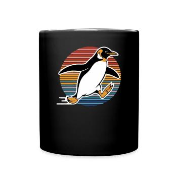 Pingouin rapide dans un style rétro - Mug uni - noir - Devant