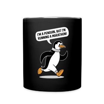 Motif pingouin marathonien - Mug uni - noir - Devant