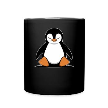 Entspannter Pinguin Meditation Cartoon - Tasse einfarbig - Schwarz - Vorne