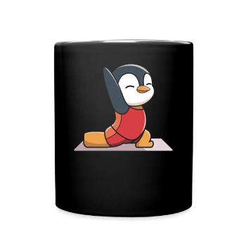 Niedlicher Pinguin Yoga Pose für Kinder und - Tasse einfarbig - Schwarz - Vorne