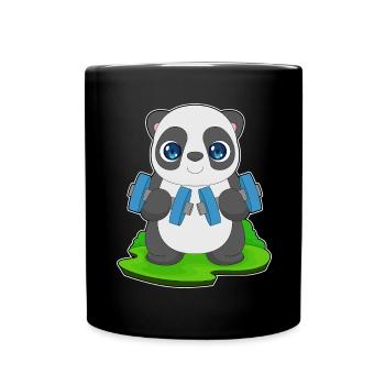 Panda Bodybuilder Dumbbell Bodybuilding - Full Colour Mug - black - Front