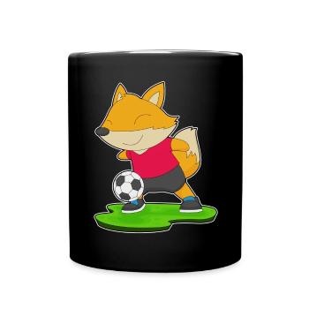 Fuchs Fußballspieler Fußball - Tasse einfarbig - Schwarz - Vorne