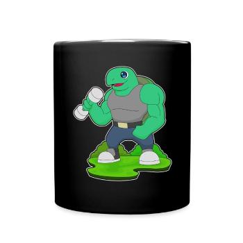 Schildkröte Bodybuilder Hantel Bodybuilding - Tasse einfarbig - Schwarz - Vorne