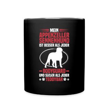 Mountain Dog protects me Appenzeller Mountain Dog - Full Colour Mug - black - Front