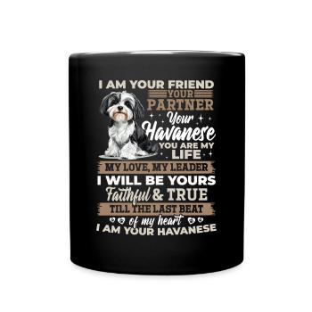 Mignon propriétaire de chien havanais - Mug uni - noir - Devant