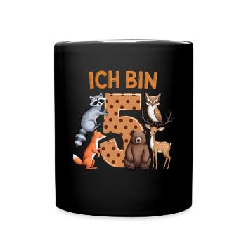 5th Birthday 5 Years Forest Animals Forest Animals - Full Colour Mug - black - Front