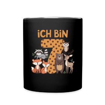 7th Birthday 7 Years Forest Animals Forest Animals - Full Colour Mug - black - Front