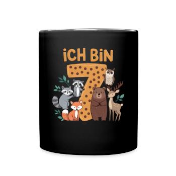 7th Birthday 7 Years Forest Animals Forest Animals - Full Colour Mug - black - Front