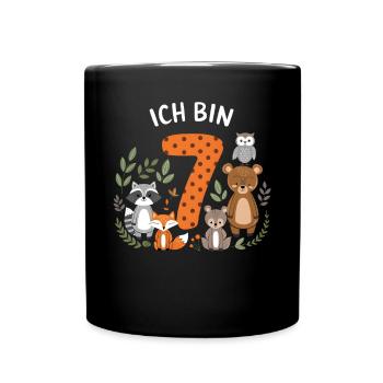 7th Birthday 7 Years Forest Animals Forest Animals - Full Colour Mug - black - Front