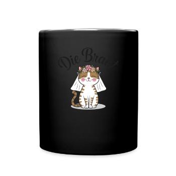 Bride Bride To Be Cat Kitten Engagement Bachelor Party - Full Colour Mug - black - Front