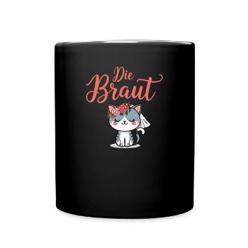 Bride Bride To Be Cat Kitten Engagement Bachelor Party - Full Colour Mug - black - Front