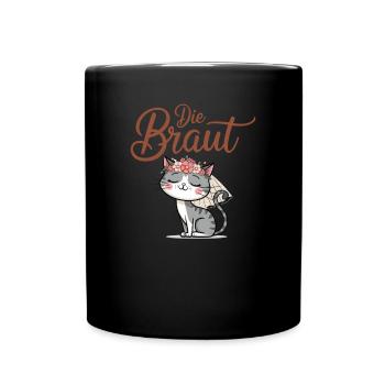 Bride Bride To Be Cat Kitten Engagement Bachelor Party - Full Colour Mug - black - Front