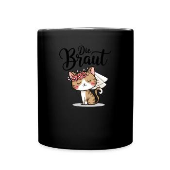 Bride Bride To Be Cat Kitten Engagement Bachelor Party - Full Colour Mug - black - Front