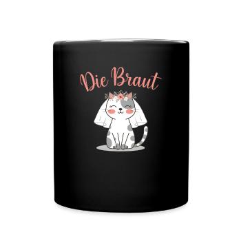 Bride Bride To Be Cat Kitten Engagement Bachelor Party - Full Colour Mug - black - Front