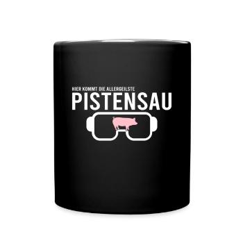 Pistensau Skier Fun - Mug uni - noir - Devant