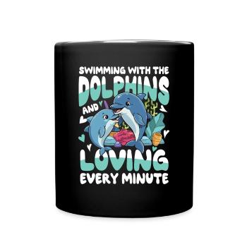 Swimming With The Dolphins - Tasse einfarbig - Schwarz - Vorne