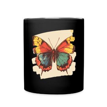 Schmetterling - Tasse einfarbig - Schwarz - Vorne