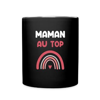 Mama oben Regenbogen Mutter Geschenk - Tasse einfarbig - Schwarz - Vorne
