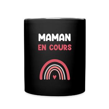 maman en cours arc-en-ciel cadeau mère - Mug uni - noir - Devant