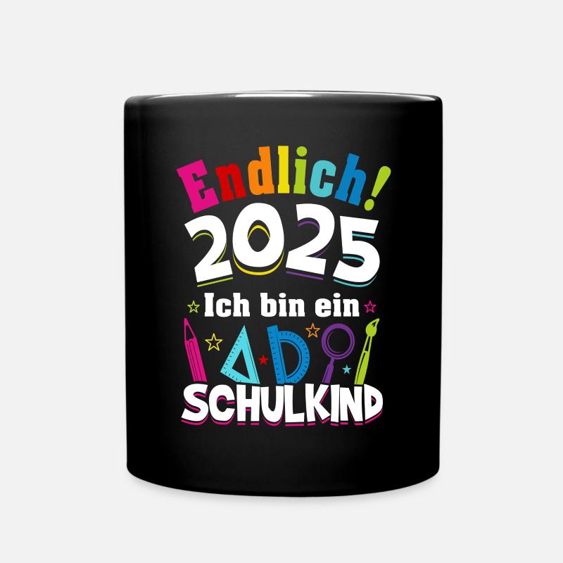 Schulkind 2025 Einschulung Erstklässler Geschenk - Tasse einfarbig - Schwarz