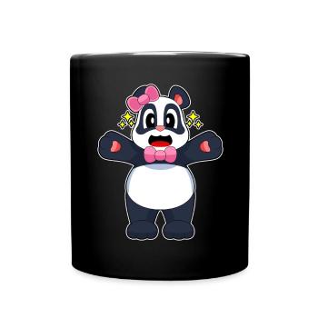Panda Haarschleife - Tasse einfarbig - Schwarz - Vorne