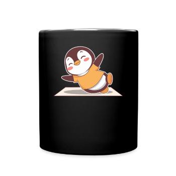 Happy Penguin Yoga Exercice Joie - Mug uni - noir - Devant