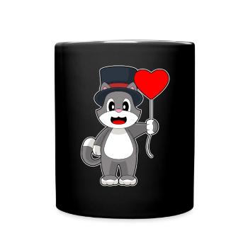 Katze Bräutigam Herz Hochzeit - Tasse einfarbig - Schwarz - Vorne