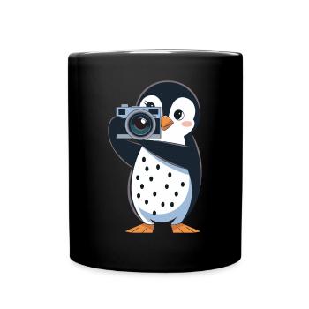 Penguin Photographer With Camera For Photo Lovers - Full Colour Mug - black - Front