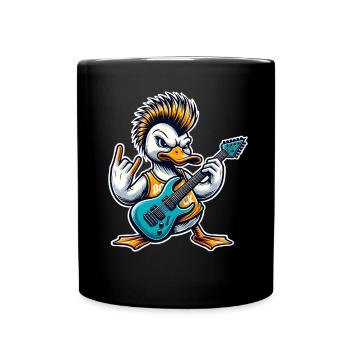 Ente Rock and Roll Gitarrist - Tasse einfarbig - Schwarz - Vorne