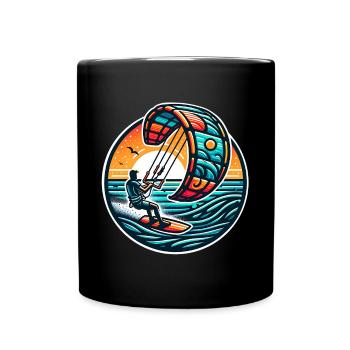Kitesurfen Kitesurfer Kiteboard - Tasse einfarbig - Schwarz - Vorne