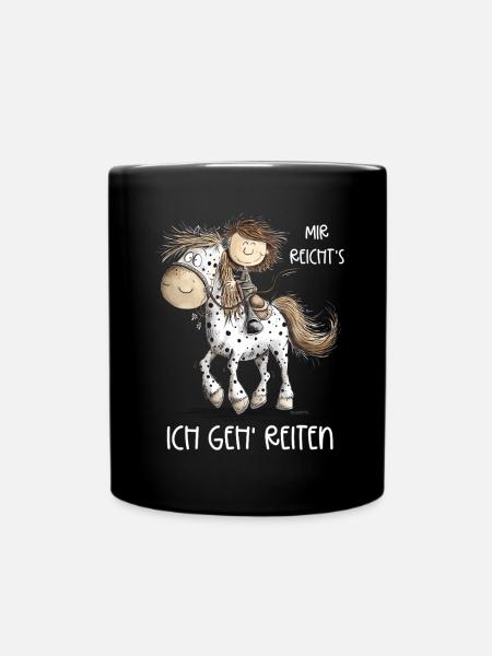 Mir Reicht's IchGeh' reiten Pferde Spruch Cartoon - Tasse einfarbig - Schwarz