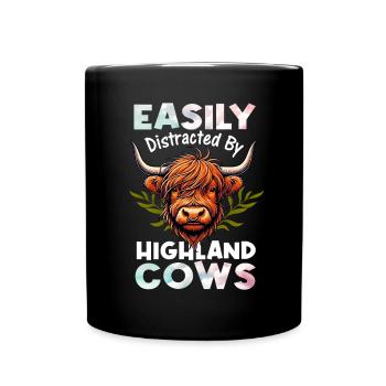 Scottish Highland Cow Scotland Farm - Full Colour Mug - black - Front