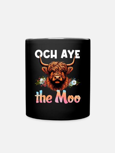 Scottish Highland Cow Scotland Farm - Full Colour Mug - black