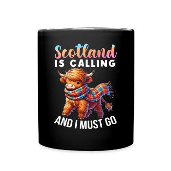 Scottish Highland Cow Scotland Farm - Full Colour Mug - black - Front