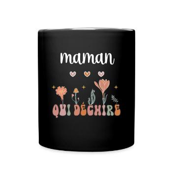 Mutter reißt Boho Bohemian Blumen Mutter Geschenk - Tasse einfarbig - Schwarz - Vorne
