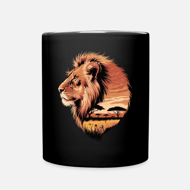 Majestätischer Löwe – Afrikanische Savanne - Tasse einfarbig - Schwarz