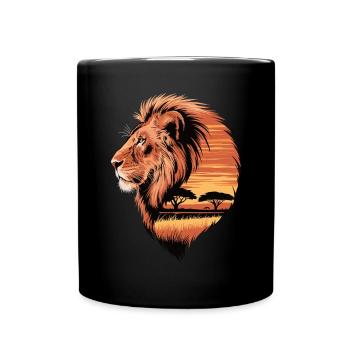Lion in the Savannah – King of the Wild - Full Colour Mug - black - Front