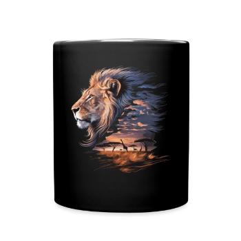 Roi de la savane – Art épique du lion - Mug uni - noir - Devant