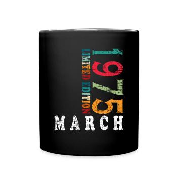 50e anniversaire Homme March Né en 1975 - Mug uni - noir - Devant