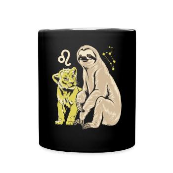 Aventure de paresseux du zodiaque Lion avec Leo - Mug uni - noir - Devant