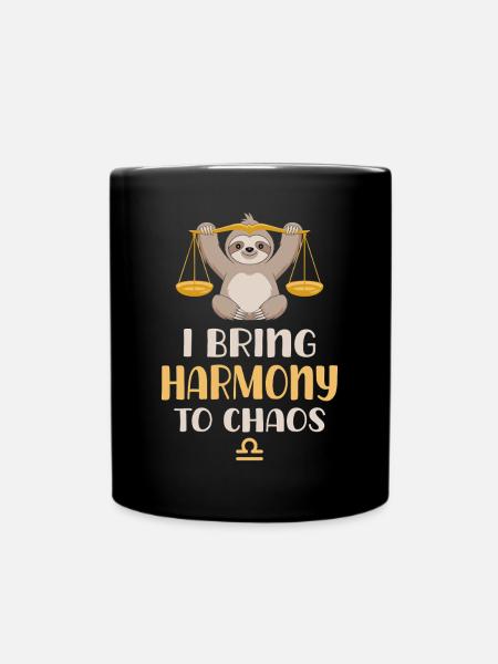 Waage Sternzeichen Faultier: Harmonie ins Chaos - Tasse einfarbig - Schwarz
