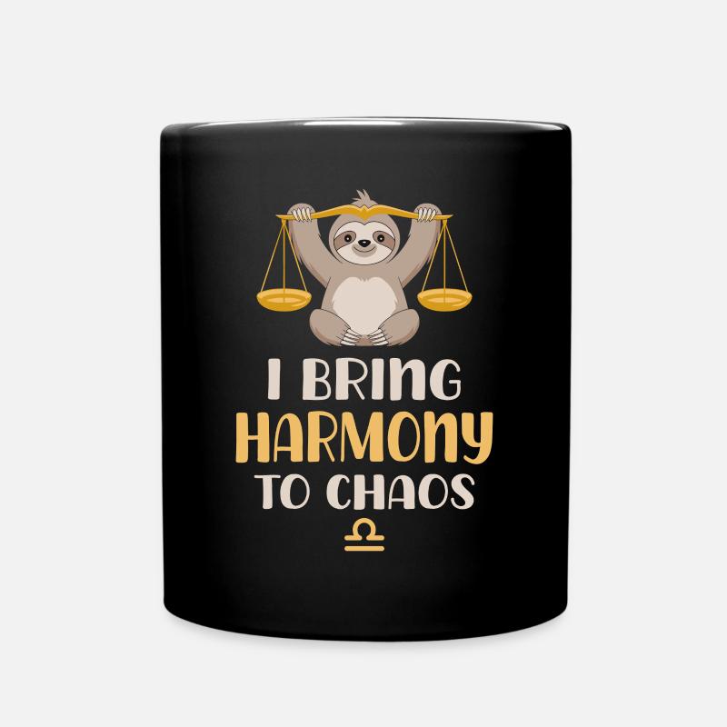 Waage Sternzeichen Faultier: Harmonie ins Chaos - Tasse einfarbig - Schwarz