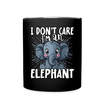 I don't care I'm an elephant - süßer Elefant - Full Colour Mug - black - Front